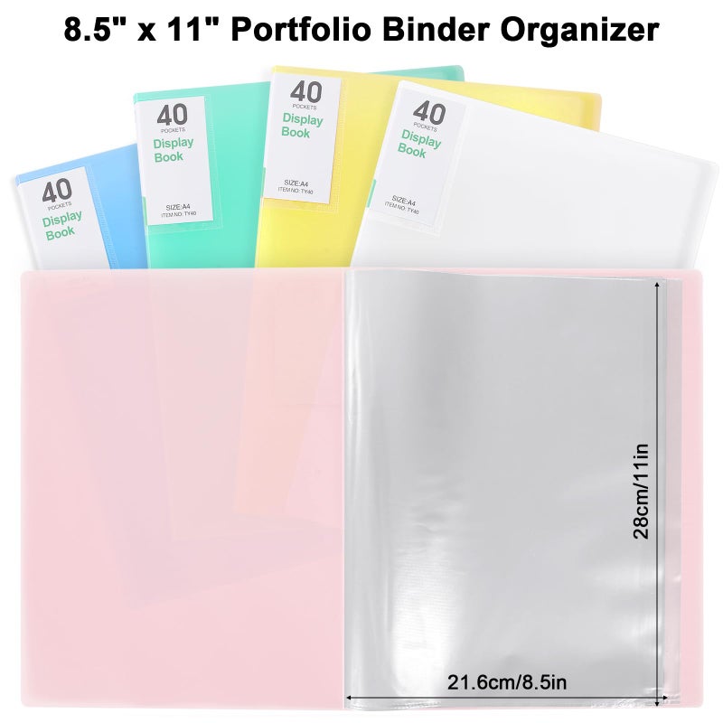 Phyxin 20-Pocket Portfolio Binder Organizer, Binder Sheet Protectors 8.5" x 11", Displaying 40 Page Plastic Folders for Documents, Document Organizer for Concert, Artwork, School & Office Use, Pink - Image 3